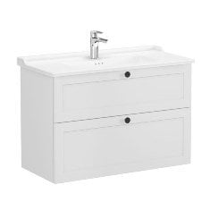 Vitra Root Classic 68891 Lavabo Dolabı, İki Çekmeceli, 100 Cm, Mat Açık Gri, Klasik Lavabolu